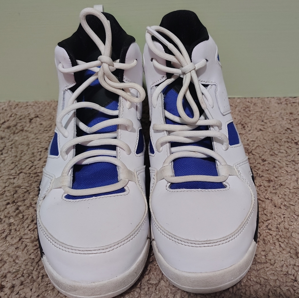 White and Blue High-Top Sneakers